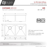 STYLISH 32 inch Graphite Double Bowl Undermount Stainless Steel Kitchen Sink