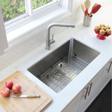 STYLISH 30 inch Single Bowl Stainless Steel Kitchen Sink with Square Strainer
