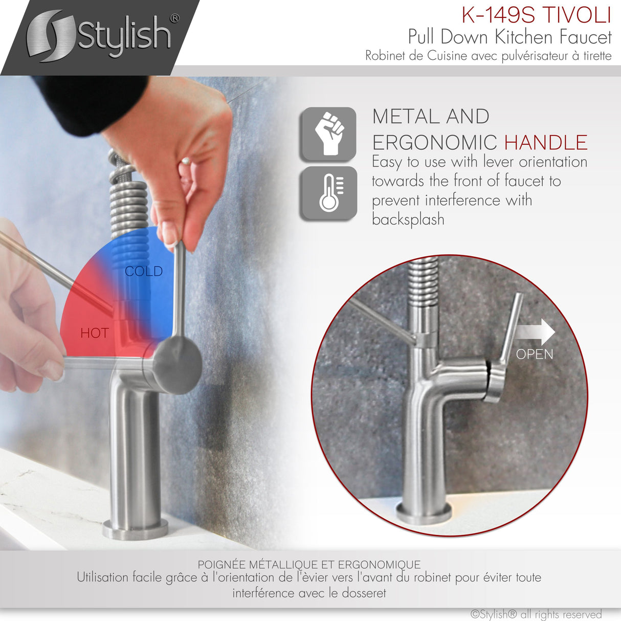 STYLISH Kitchen Sink Faucet Single Handle Pull Down Dual Mode