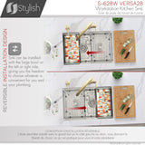 STYLISH 28 inch Workstation 60/40 Double Bowl Undermount Kitchen Sink with Built in Accessories