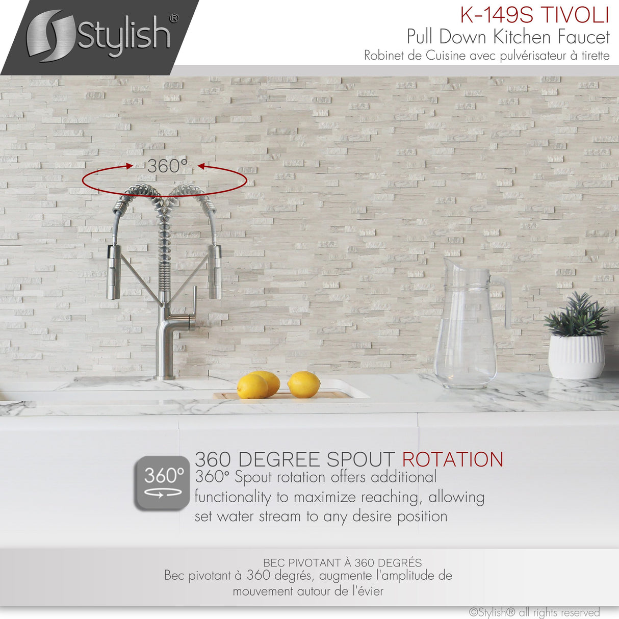 STYLISH Kitchen Sink Faucet Single Handle Pull Down Dual Mode