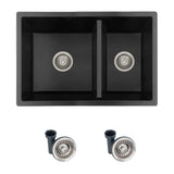 STYLISH 27 inch Dual Mount 60/40 Double Bowl Composite Granite Kitchen Sink with Strainer