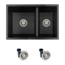 STYLISH 27 inch Dual Mount 60/40 Double Bowl Composite Granite Kitchen Sink with Strainer