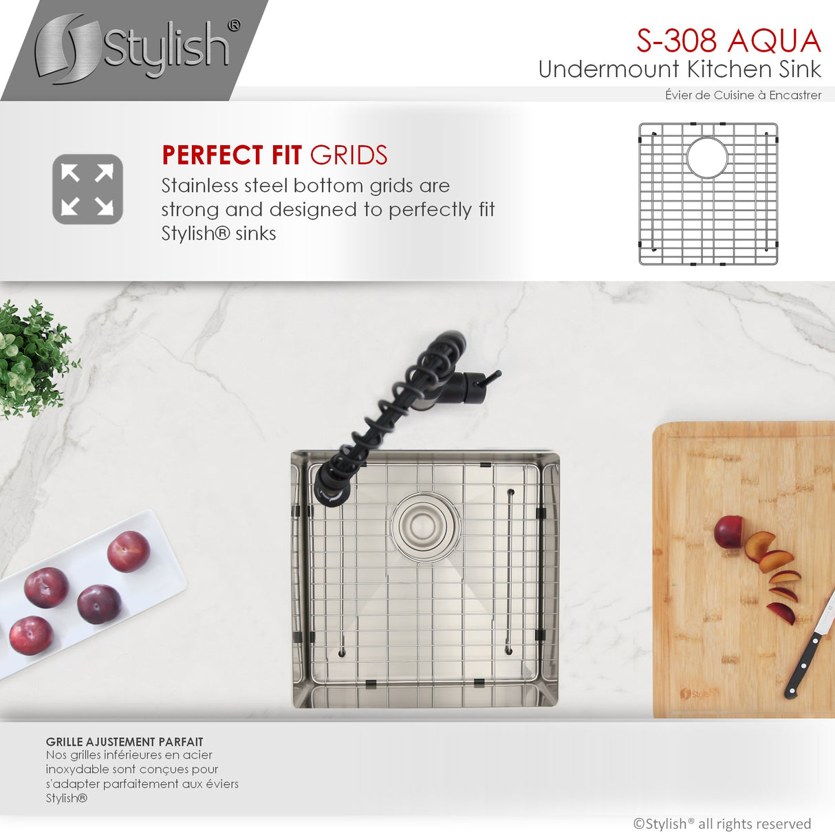 STYLISH 19 inch Single Bowl Undermount Stainless Steel Kitchen Sink Laundry