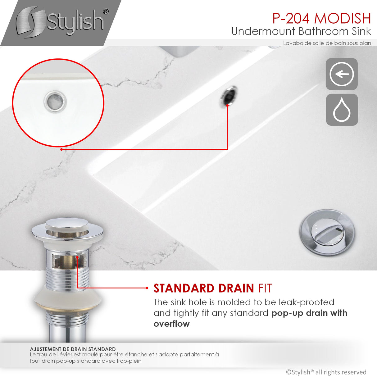 STYLISH 20 inch Rectangular Undermount Bathroom Sink with Overflow