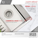 STYLISH 27 inch Workstation Single Bowl Undermount 16 Gauge Stainless Steel Kitchen Sink with Built in Accessories