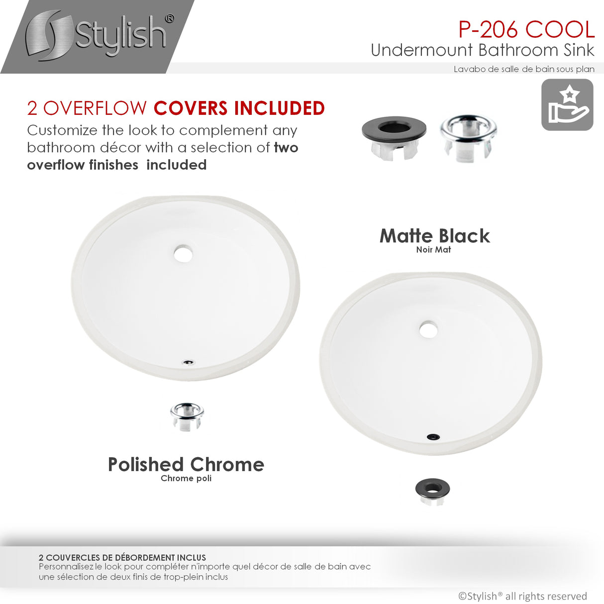 STYLISH 19 inch Oval Undermount Bathroom Sink with Overflow