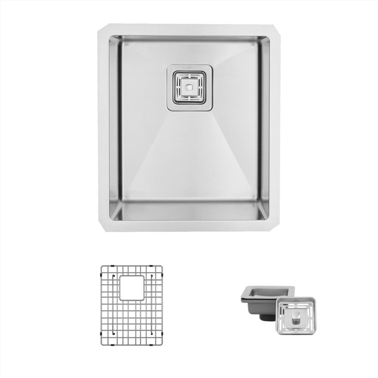 STYLISH 16 inch Single Bowl Stainless Steel Kitchen Sink with Square Strainer