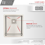 STYLISH 16 inch Single Bowl Stainless Steel Kitchen Sink with Square Strainer