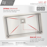 STYLISH 30 inch Single Bowl Stainless Steel Kitchen Sink with Square Strainer