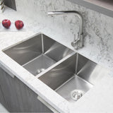 STYLISH 33 inch Double Bowl 60/40 Reversible Undermount 16G Stainless Steel Kitchen Sink