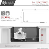 STYLISH 25 inch Workstation Single Bowl Undermount 16 Gauge Stainless Steel Kitchen Sink with Built in Accessories