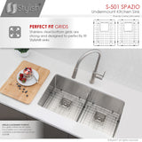 STYLISH 33 inch Slim Low Divider Double Bowl Undermount Stainless Steel Kitchen Sink