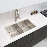 STYLISH 32 inch Double Bowl Undermount Stainless Steel Kitchen Sink