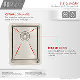 STYLISH 14 inch Single Bowl Undermount Stainless Steel Kitchen Sink Laundry