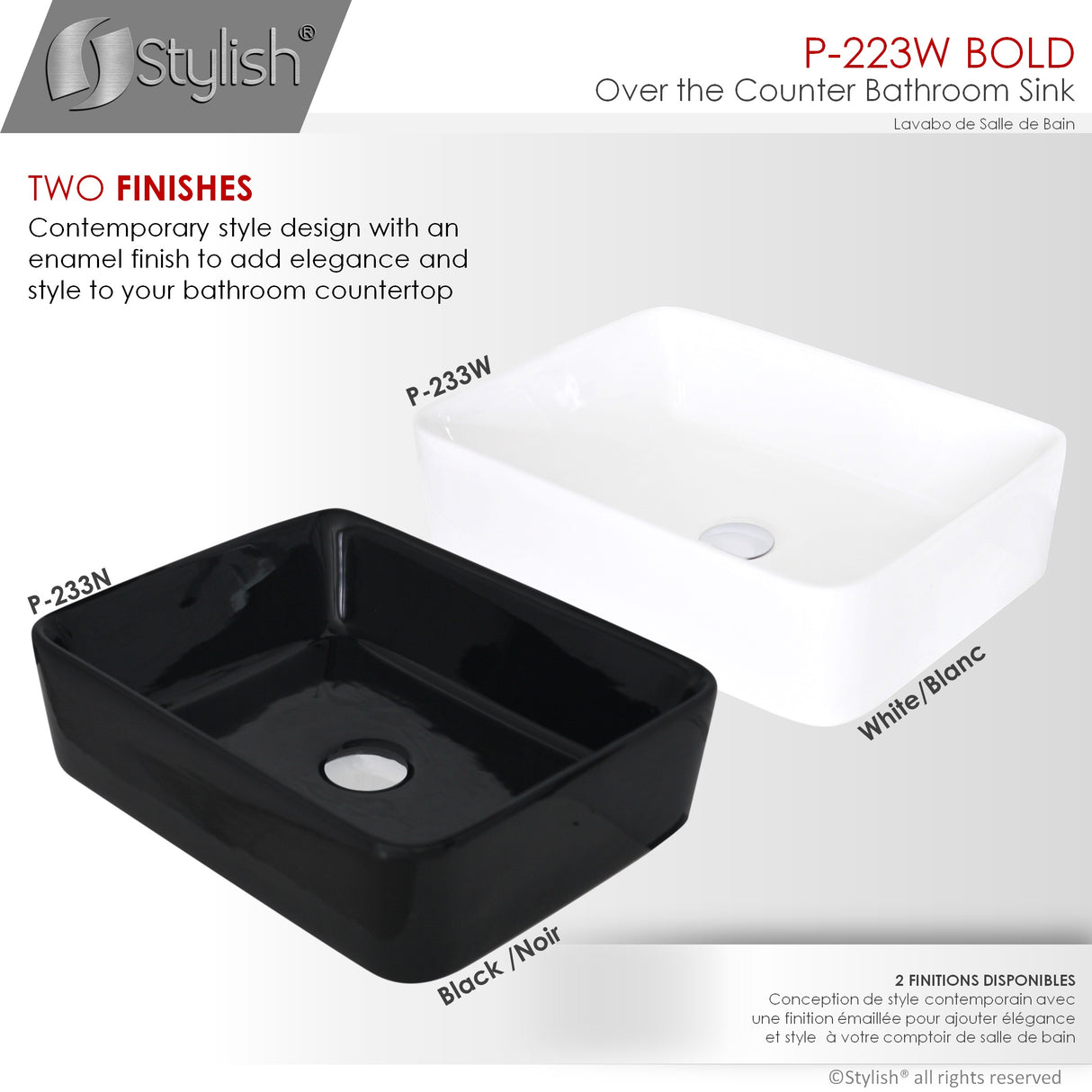 STYLISH 18 inch Rectangular Vessel Bathroom Sink
