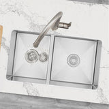 STYLISH 33 inch Double Bowl 60/40 Reversible Undermount 16G Stainless Steel Kitchen Sink