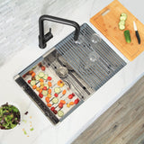 STYLISH 28 inch Workstation 60/40 Double Bowl Undermount Kitchen Sink with Built in Accessories