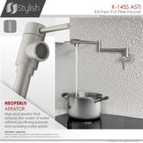STYLISH Wall Mount Pot Filler Folding Stretchable with Single Hole Two Handles