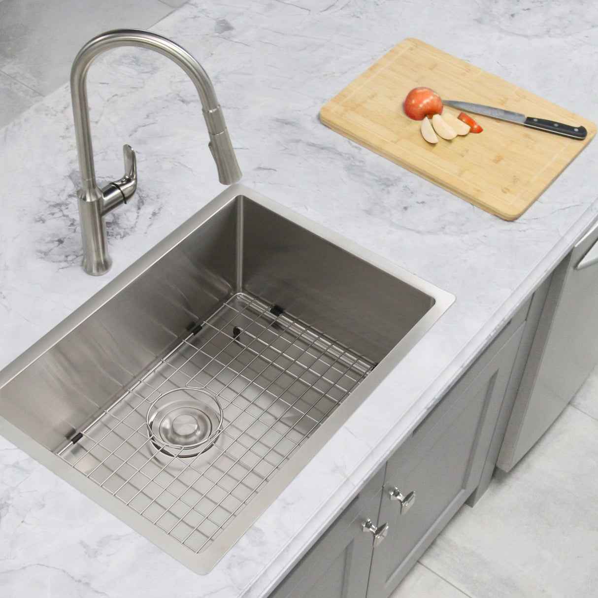 STYLISH 28 inch Single Bowl Drop-in/Undermount Stainless Steel Kitchen Sink S-306G