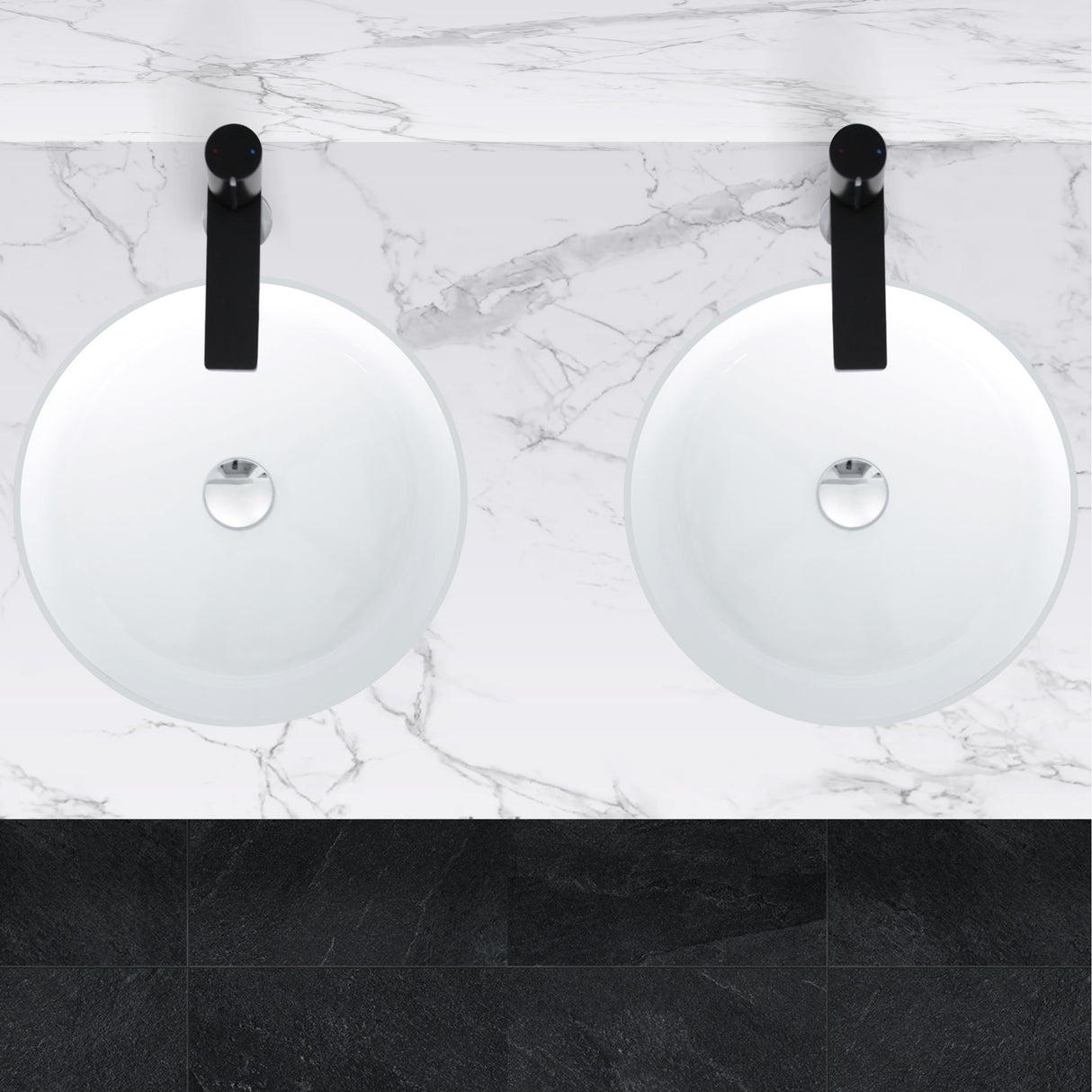 STYLISH 16 inch Round Undermount Ceramic Bathroom Sink with 2 Overflow Finishes