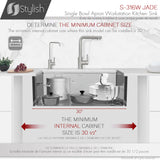 STYLISH 30 inch Farmhouse Single Bowl Stainless Steel Apron Kitchen Sink