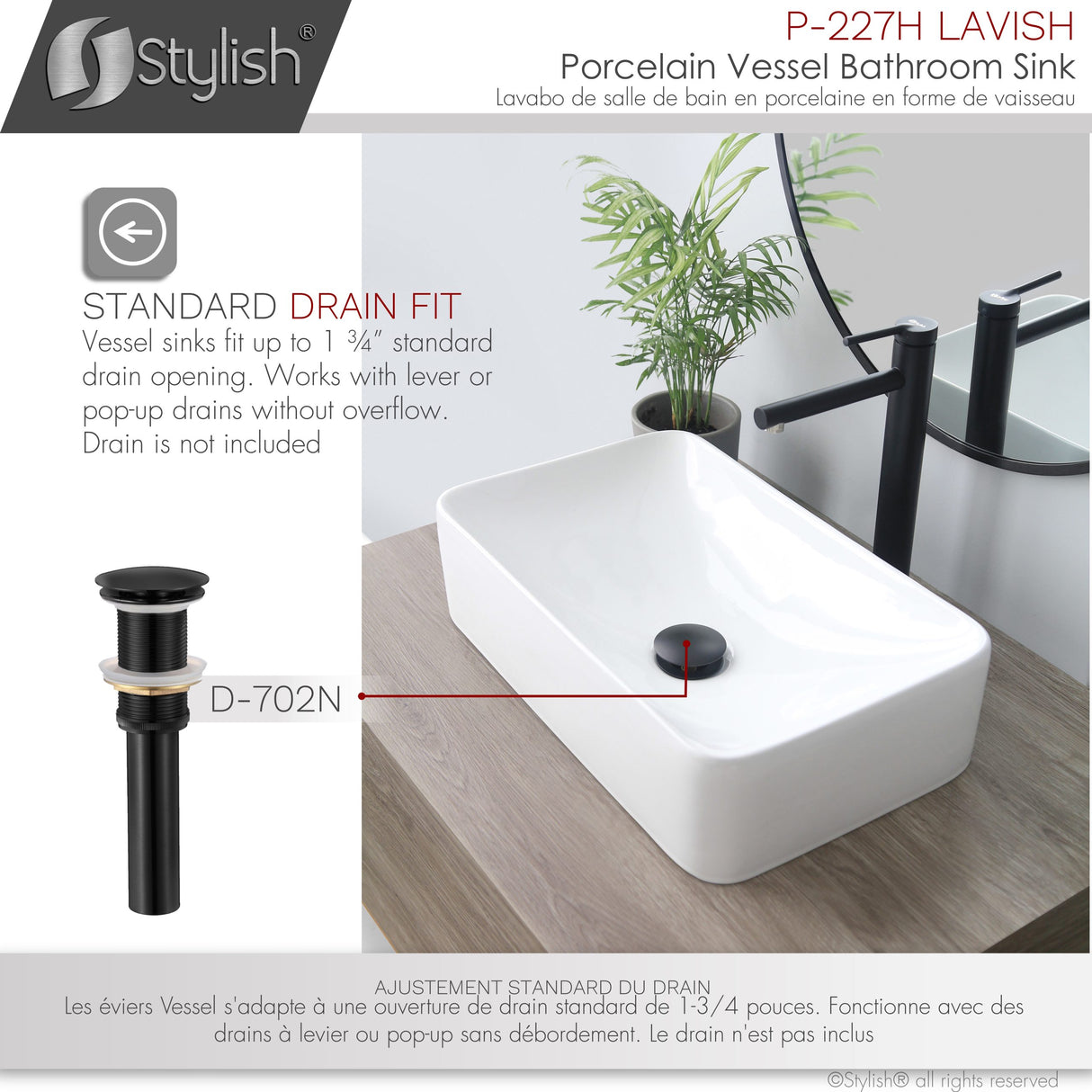 STYLISH 19 inch White Rectangular Ceramic Vessel Bathroom Sink