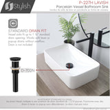 STYLISH 19 inch White Rectangular Ceramic Vessel Bathroom Sink