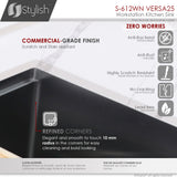 STYLISH 25 inch Workstation Single Bowl Undermount 16 Gauge Stainless Steel Kitchen Sink with Built in Accessories
