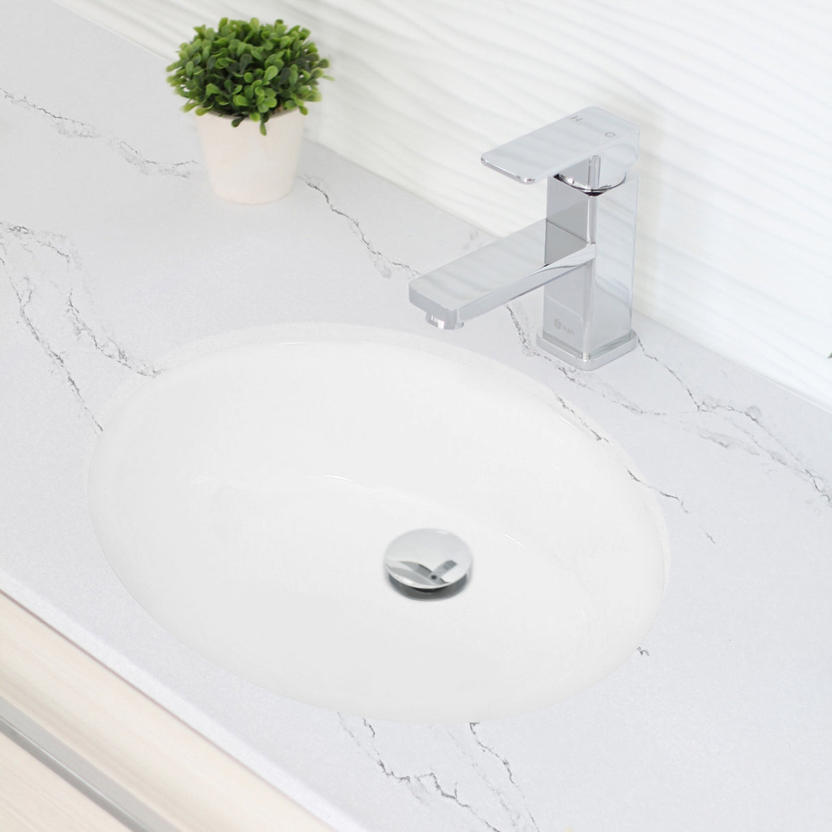 STYLISH 19 inch Oval Undermount Bathroom Sink with Overflow