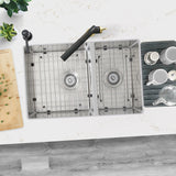 28 in Undermount Double Bowl Kitchen Sink, 18 Gauge Stainless Steel with Grids and Standard Strainers , by Stylish Sevilla