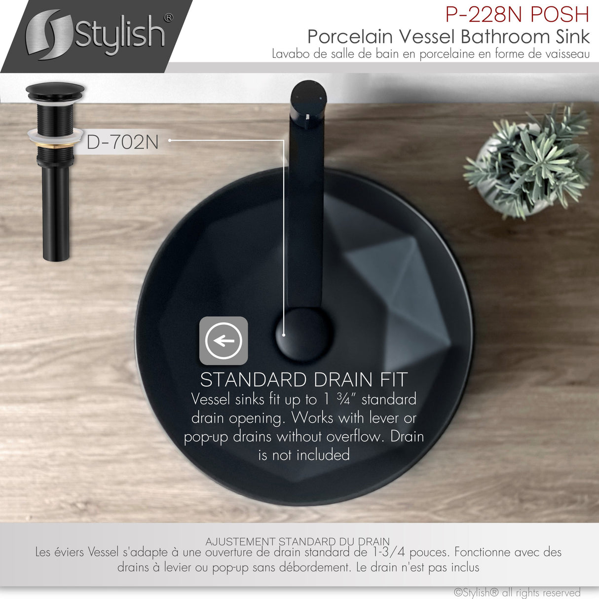 STYLISH 16 inch Round Ceramic Vessel Bathroom Sink