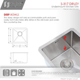 STYLISH 15 inch Single Bowl Undermount Stainless Steel Kitchen Sink
