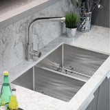 STYLISH 33 inch Double Bowl 60/40 Reversible Undermount 16G Stainless Steel Kitchen Sink