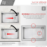 STYLISH 30 inch Workstation Single Bowl Undermount 16 Gauge Stainless Steel Kitchen Sink with Built in Accessories