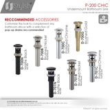 STYLISH 20 3/4 inch Rectangular Undermount Bathroom Sink with Overflow Polished Chrome