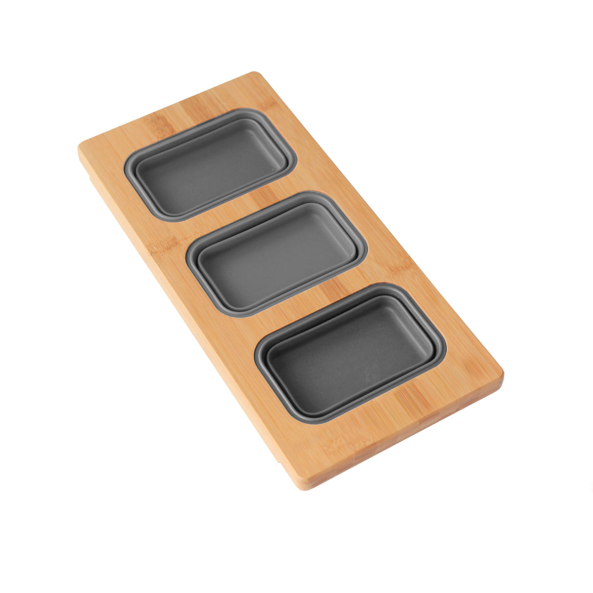 AZUNI 18 inch Kitchen Sink Bamboo Serving Board set with 3 collapsible containers