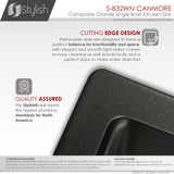 STYLISH 32 inch Dual Mount Workstation Single Bowl Composite Granite Kitchen Sink with Built in Accessories