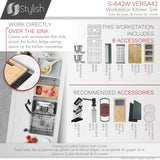 STYLISH 42 inch Workstation 70/30 Double Bowl Undermount Kitchen Sink with Built in Accessories