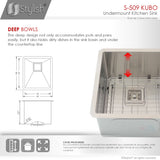 STYLISH 16 inch Single Bowl Stainless Steel Kitchen Sink with Square Strainer