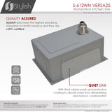 STYLISH 25 inch Workstation Single Bowl Undermount 16 Gauge Stainless Steel Kitchen Sink with Built in Accessories