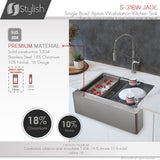 STYLISH 30 inch Farmhouse Single Bowl Stainless Steel Apron Kitchen Sink