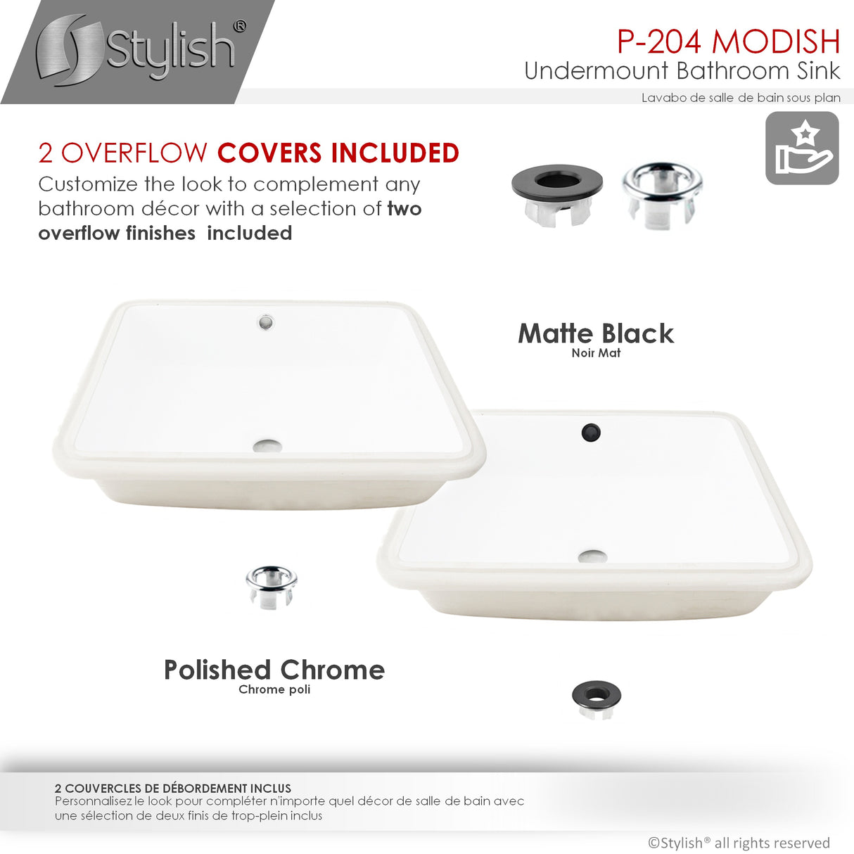 STYLISH 20 inch Rectangular Undermount Bathroom Sink with Overflow