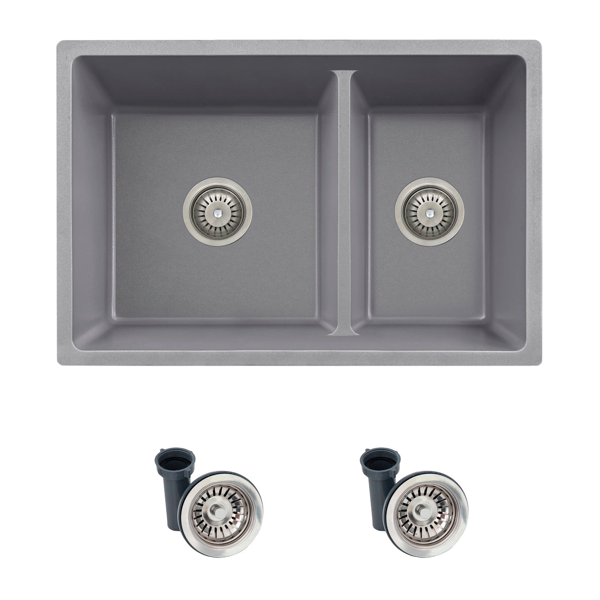 STYLISH 27 inch Dual Mount 60/40 Double Bowl Composite Granite Kitchen Sink with Strainer