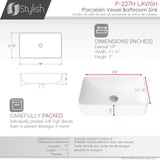 STYLISH 19 inch White Rectangular Ceramic Vessel Bathroom Sink