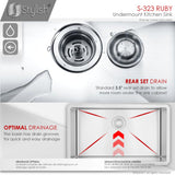 STYLISH 32 Inch Single Bowl Undermount 16G Stainless Steel Kitchen Sink with Grid and Strainer