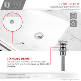 STYLISH 18 inch Rectangular Undermount Bathroom Sink with Overflow Polished Chrome