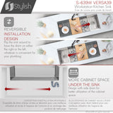 STYLISH 39 inch Ledge Workstation Single Bowl Undermount 16 Gauge Stainless Steel Kitchen Sink with Built in Accessories