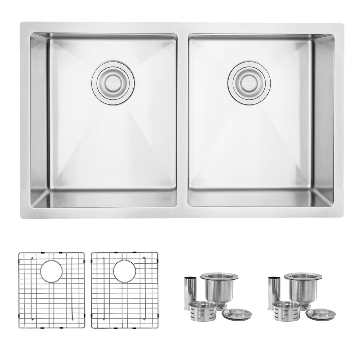 STYLISH 30 inch Double Bowl Undermount and Drop-in Stainless Steel Kitchen Sink