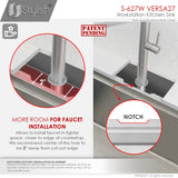 STYLISH 27 inch Workstation Single Bowl Undermount 16 Gauge Stainless Steel Kitchen Sink with Built in Accessories
